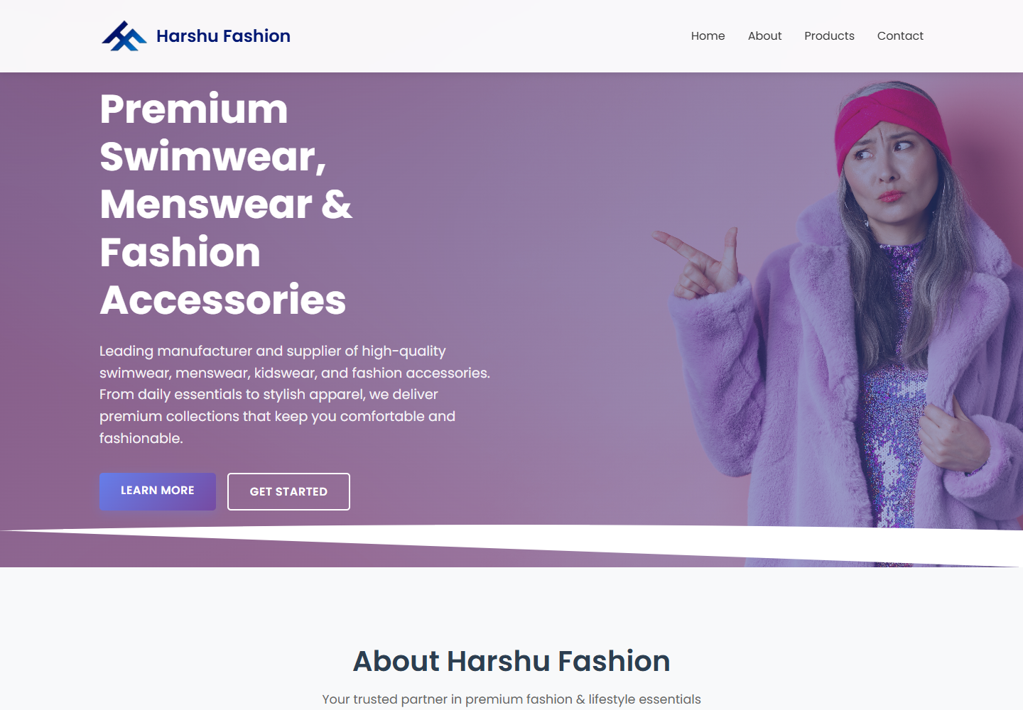 Harshu Fashion website screenshot