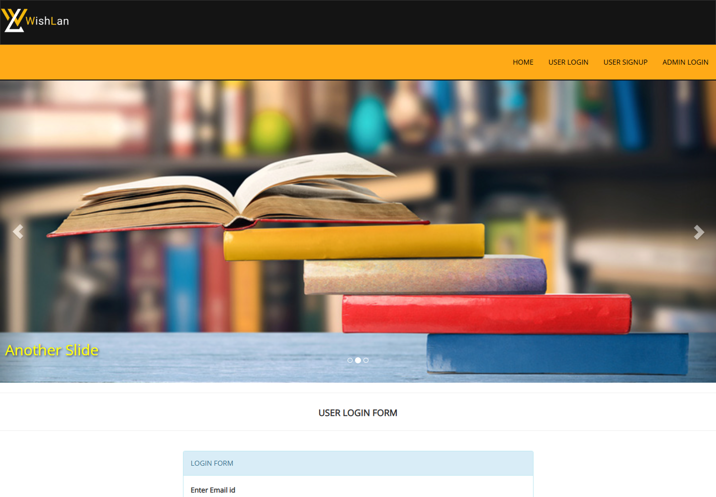 Library website screenshot