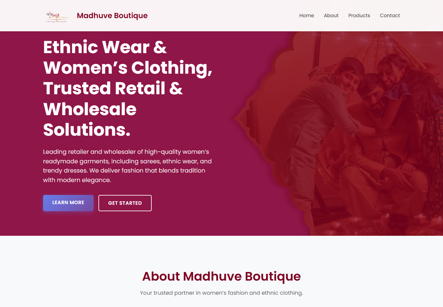 Madhuve Boutique website screenshot