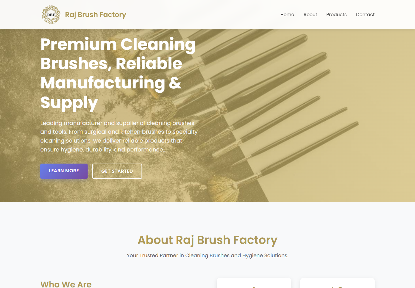 Raj Brush Factory website screenshot